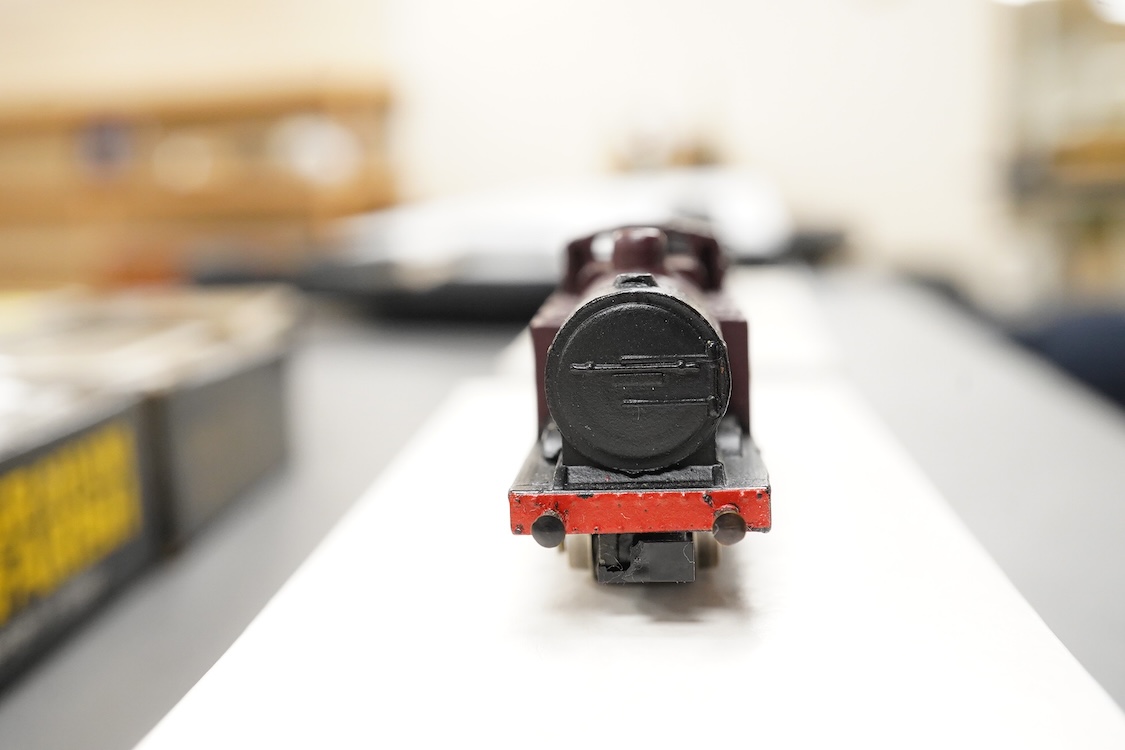 Thirteen N gauge railway by Graham Farish, etc., including two locomotives; a BR Class 4 0-6-0 tender locomotive, 4232, and an LMS 0-6-0T locomotive, 16389, together with two bogie coaches, eight freight wagons, and a Pe